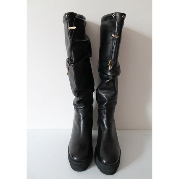 Cesare Paciotti Tall Slouchy Leather Black Boots Size EU 36/ US 6 - Picture 2 of 11